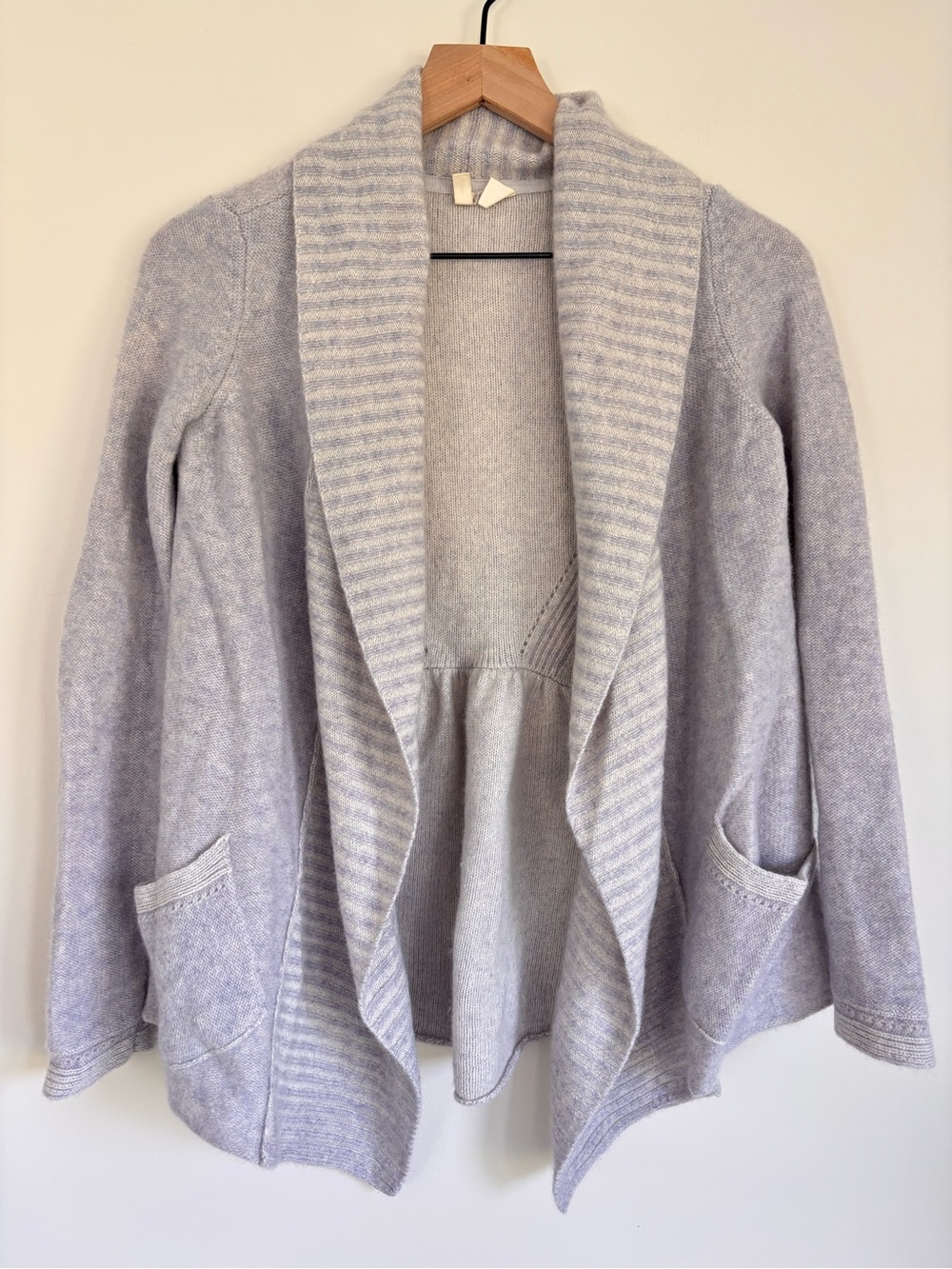 Anthropologie MOTH Cashmere Open Front Grey Cardigan Sweater S